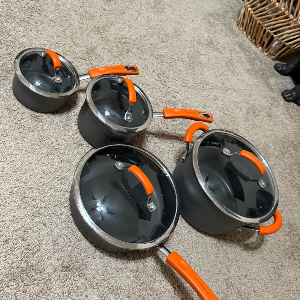 Rachael Ray Orange Handle Cookware Set